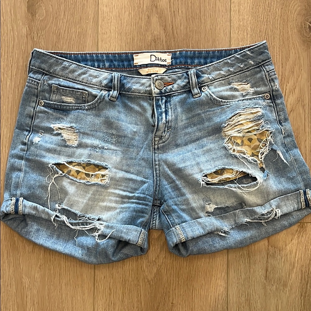 Dittos Blue Distressed Jean Shorts Casual Style
